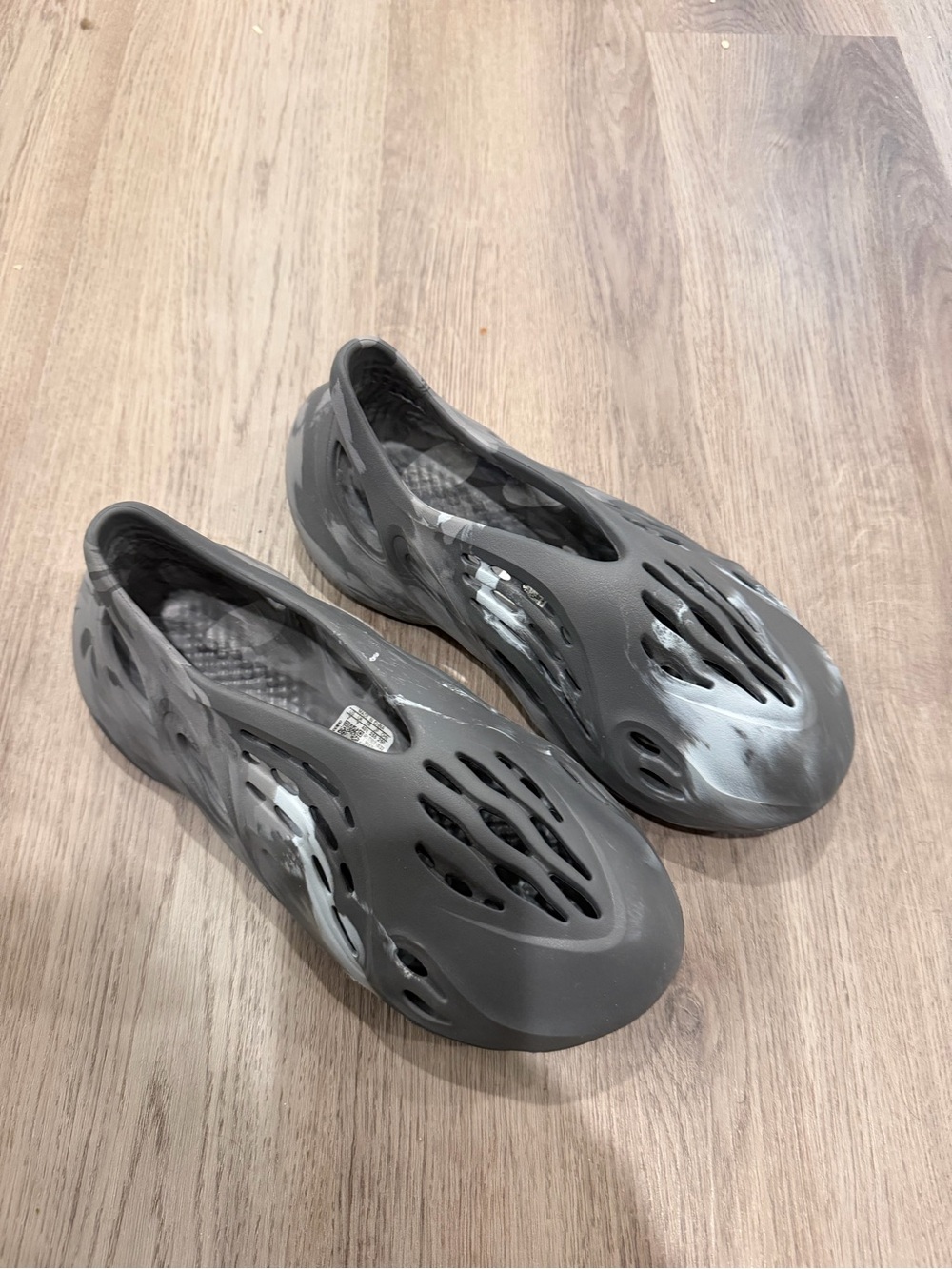 Yeezy Foam Runner Mules in Gray with White Marbled Accents stone